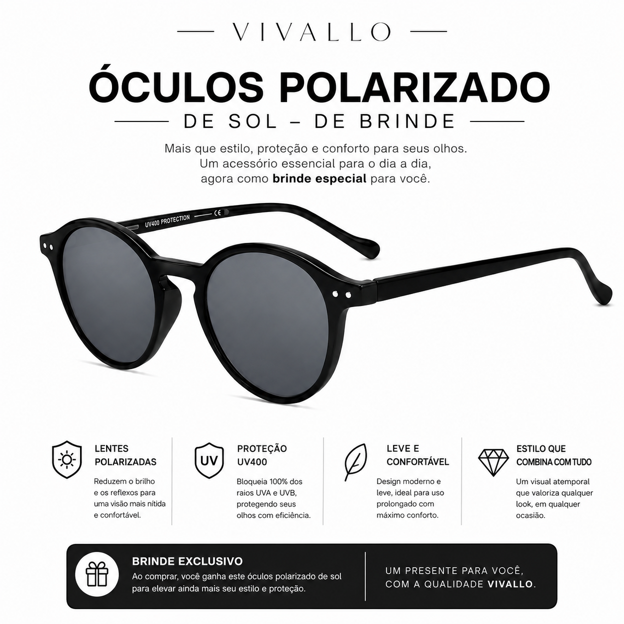 Vivallo Riviera + Óculos Polarizado Premium de Brinde