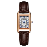 Relógio Feminino Pulseira de Couro Sanda Linear Silver