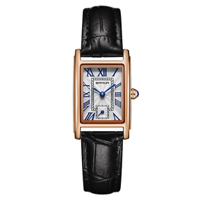 Relógio Feminino Pulseira de Couro Sanda Linear Silver